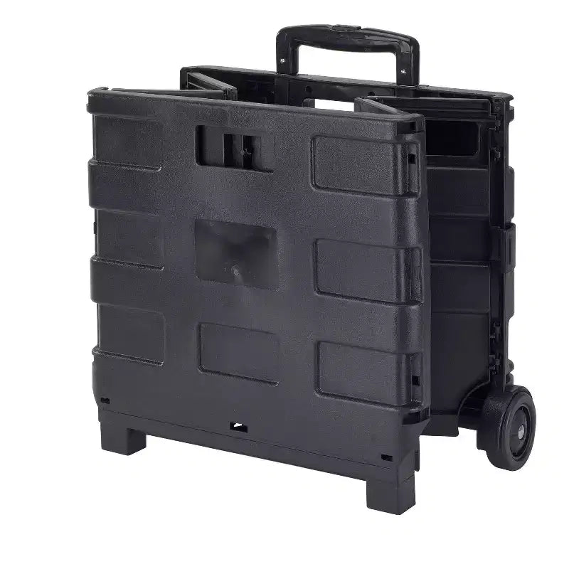 Carrito de compras plegable portátil extragrande: Carrito de utilidad rodante negro para comestibles con ruedas, no requiere ensamblaje