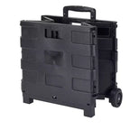 Carrito de compras plegable portátil extragrande: Carrito de utilidad rodante negro para comestibles con ruedas, no requiere ensamblaje
