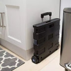 Carrito de compras plegable portátil extragrande: Carrito de utilidad rodante negro para comestibles con ruedas, no requiere ensamblaje