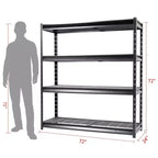 Estantería Atlas de 4 niveles 72"x24"x72" de servicio pesado para garaje, capacidad de carga 8000lbs, acabado martillado: almacenamiento utilitario de acero, estantes ajustables