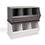 Badger Basket Cubículo de Almacenamiento Apilable de 3 Contenedores, Madera Veteada en Carbón/Gris: Estantería de Juguetes de MDF, Parte Trasera Cerrada, Capacidad de 80 lb