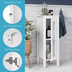 Armario organizador estrecho RiverRidge Prescott de una sola puerta para baño y lavadero con estantes ajustables - Blanco