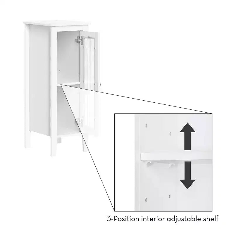 Armario organizador estrecho RiverRidge Prescott de una sola puerta para baño y lavadero con estantes ajustables - Blanco