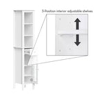Mueble alto de almacenamiento para baño RiverRidge Prescott, organizador con cajón, puerta de vidrio y estantes - Blanco