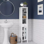 Mueble alto de almacenamiento para baño RiverRidge Prescott, organizador con cajón, puerta de vidrio y estantes - Blanco