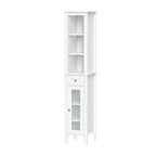 Mueble alto de almacenamiento para baño RiverRidge Prescott, organizador con cajón, puerta de vidrio y estantes - Blanco