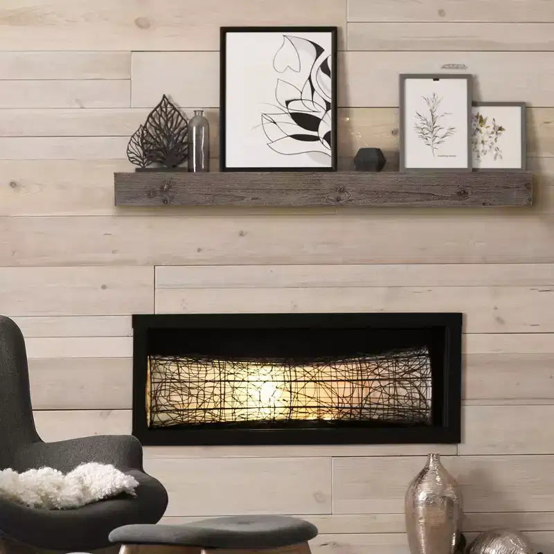 Estante de pared flotante rústico de madera grande de 8" x 36" gris - American Art Decor