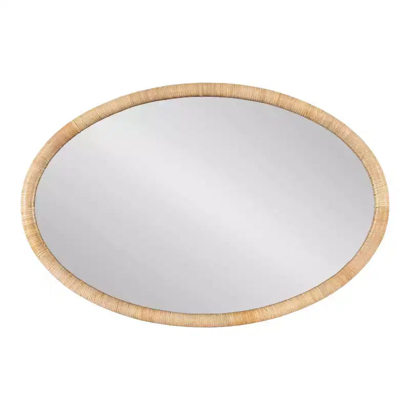 Kate & Laurel All Things Decor 24"X36" Rahfy Oval Framed Wall Mirror Natural