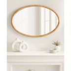 Kate & Laurel All Things Decor 24"X36" Rahfy Oval Framed Wall Mirror Natural