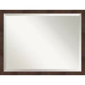 43" x 33" Wildwood Narrow Framed Wall Mirror Brown - Amanti Art: Modern Rectangle Beveled, Polystyrene Frame, No Assembly Required