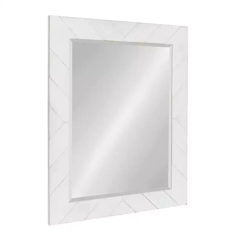 Espejo de pared enmarcado con piezas de madera Rost de 24" x 30" blanco - DesignOvation: rectangular moderno, no requiere montaje