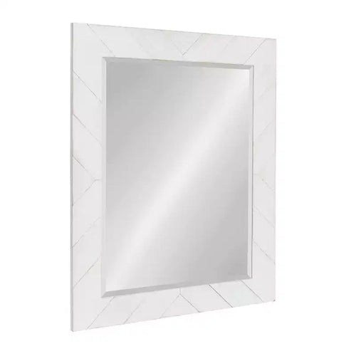Espejo de pared enmarcado con piezas de madera Rost de 24" x 30" blanco - DesignOvation: rectangular moderno, no requiere montaje