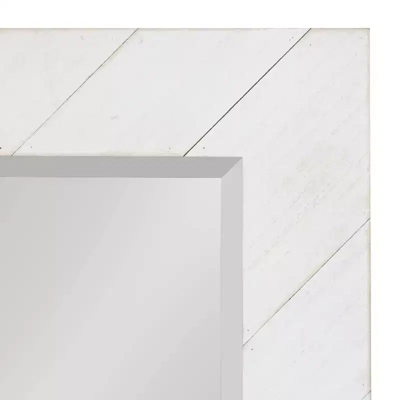 Espejo de pared enmarcado con piezas de madera Rost de 24" x 30" blanco - DesignOvation: rectangular moderno, no requiere montaje