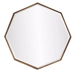 Espejo de pared y decorativo octogonal Bastian de 28"x28" de Howard Elliott: oro antiguo, marco de hierro, listo para colgar