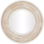 35"x35" Wooden Wall Mirror with White Wash Effect Cream - Olivia & May: No Assembly, MDF Frame, Indoor Use