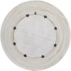 Espejo de pared de madera de 35"x35" con efecto lavado blanco crema - Olivia & May: No requiere montaje, marco de MDF, uso en interiores