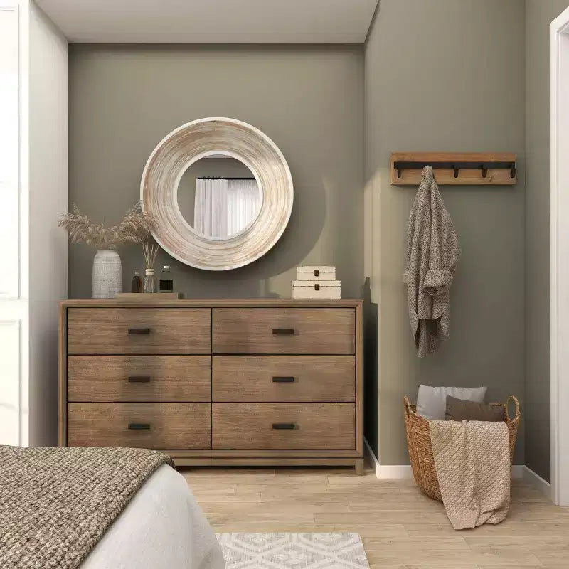 Espejo de pared de madera de 35"x35" con efecto lavado blanco crema - Olivia & May: No requiere montaje, marco de MDF, uso en interiores
