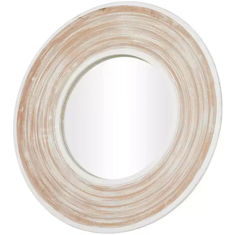 Espejo de pared de madera de 35"x35" con efecto lavado blanco crema - Olivia & May: No requiere montaje, marco de MDF, uso en interiores