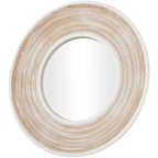 Espejo de pared de madera de 35"x35" con efecto lavado blanco crema - Olivia & May: No requiere montaje, marco de MDF, uso en interiores