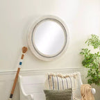 Espejo de pared hecho a mano de madera, blanco envejecido - Olivia & May: estilo rústico, marco de MDF, no requiere montaje