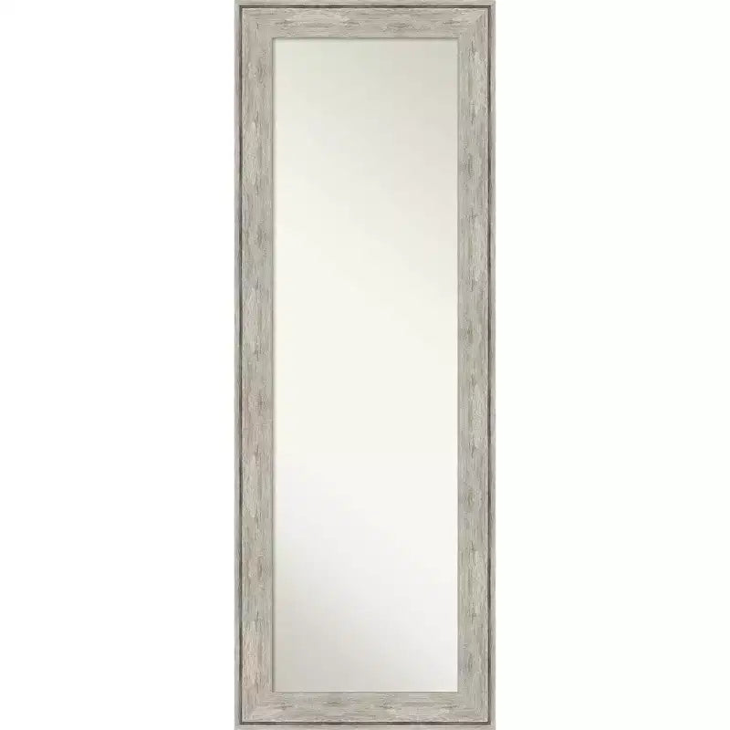 19" x 53" Crackled Framed On the Door Mirror Metallic - Amanti Art: Polystyrene Full Body, Over Door Mount