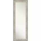 19" x 53" Crackled Framed On the Door Mirror Metallic - Amanti Art: Polystyrene Full Body, Over Door Mount