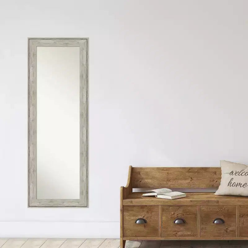 Espejo de puerta con marco craquelado de 19" x 53" metálico - Amanti Art: Poliestireno de cuerpo entero, para colgar sobre la puerta