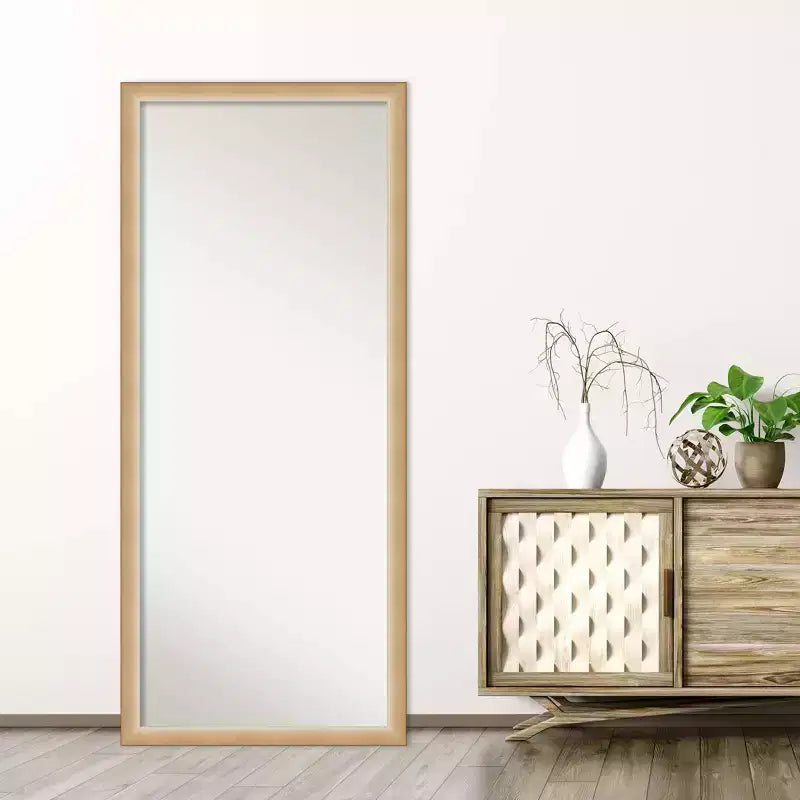 Espejo de pie/apoyar de cuerpo entero enmarcado de Eva Ambre, 27" x 63", dorado - Amanti Art: Diseño rectangular moderno de poliestireno