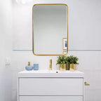 Espejo de pared decorativo rectangular con marco de metal de borde elevado delgado dorado de 22.7" x 34.5" - Head West: Estilo moderno, no requiere montaje