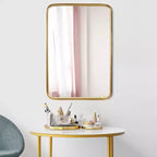 Espejo de pared decorativo rectangular con marco de metal de borde elevado delgado dorado de 22.7" x 34.5" - Head West: Estilo moderno, no requiere montaje