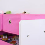 Organizador de Almacenamiento de Juguetes para Niños con 9 Contenedores de Tela Plegables Blanco/Rosa - Humble Crew: Estantería de MDF para la Organización de Juguetes