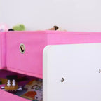 Organizador de Almacenamiento de Juguetes para Niños con 9 Contenedores de Tela Plegables Blanco/Rosa - Humble Crew: Estantería de MDF para la Organización de Juguetes