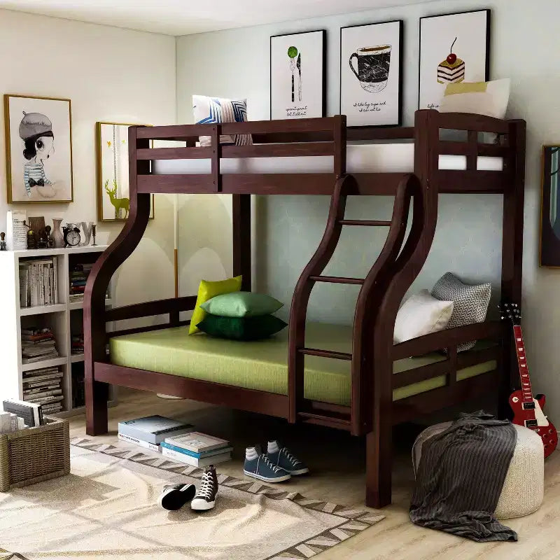 Litera doble/matrimonial Lombardi para niños Nogal oscuro - HOMES: Inside + Out: Estructura de madera, Escalera incorporada, Barandillas de seguridad