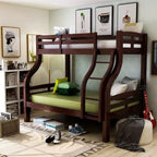 Litera doble/matrimonial Lombardi para niños Nogal oscuro - HOMES: Inside + Out: Estructura de madera, Escalera incorporada, Barandillas de seguridad