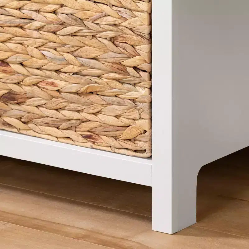 Balka Cómoda de 3 cajones con cestas para niños, color blanco puro - South Shore: Cómodas para dormitorio, almacenamiento para niños pequeños, estilo rústico
