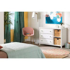 Balka Cómoda de 3 cajones con cestas para niños, color blanco puro - South Shore: Cómodas para dormitorio, almacenamiento para niños pequeños, estilo rústico