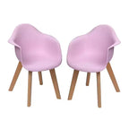 Gift Mark Juego de 2 sillas infantiles con asiento de plástico moderno y patas de haya, rosa