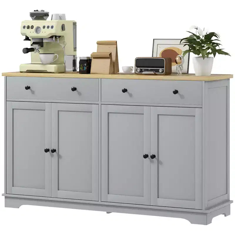Aparador bufé HOMCOM con almacenamiento, mueble de cocina moderno con 4 puertas, 2 cajones y 2 estantes ajustables, mueble para cafetería