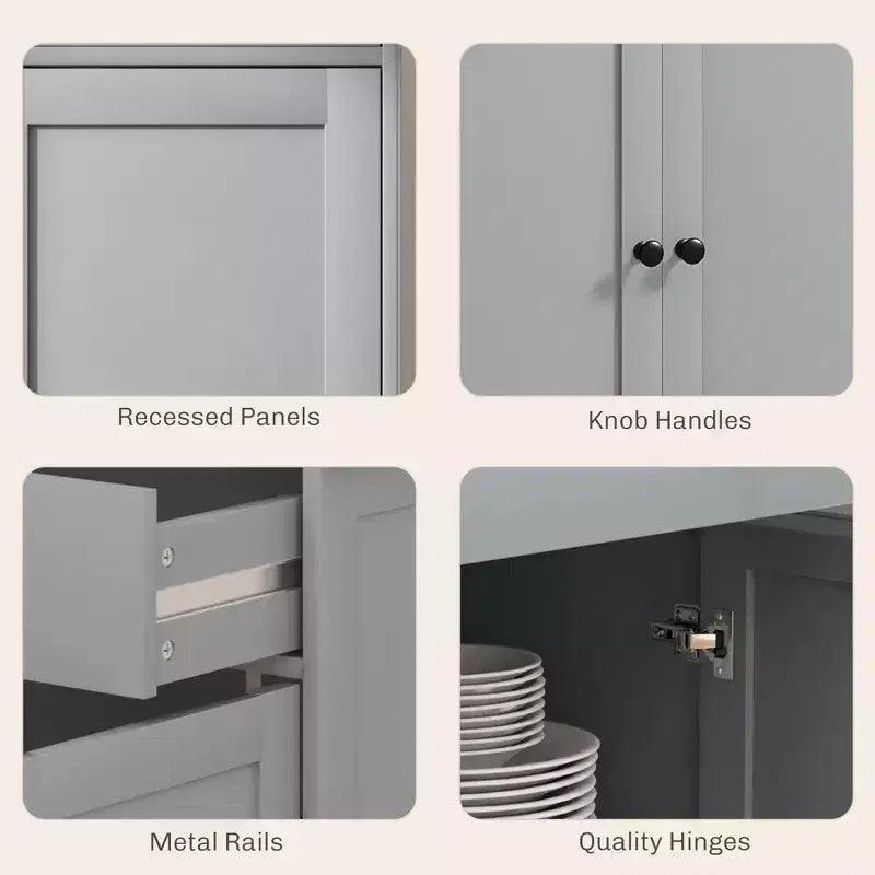 Aparador bufé HOMCOM con almacenamiento, mueble de cocina moderno con 4 puertas, 2 cajones y 2 estantes ajustables, mueble para cafetería