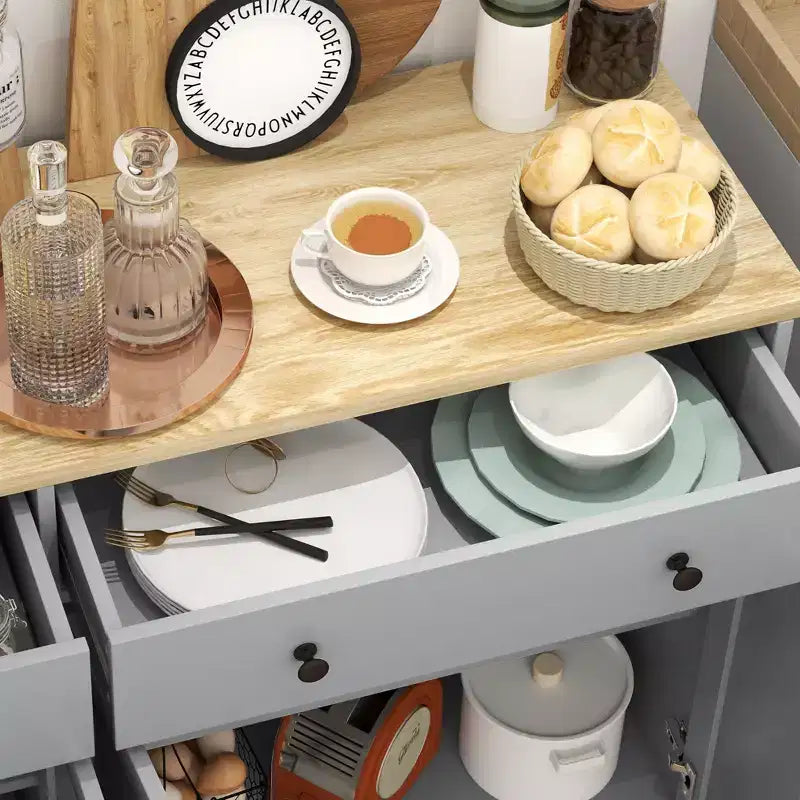 Aparador bufé HOMCOM con almacenamiento, mueble de cocina moderno con 4 puertas, 2 cajones y 2 estantes ajustables, mueble para cafetería