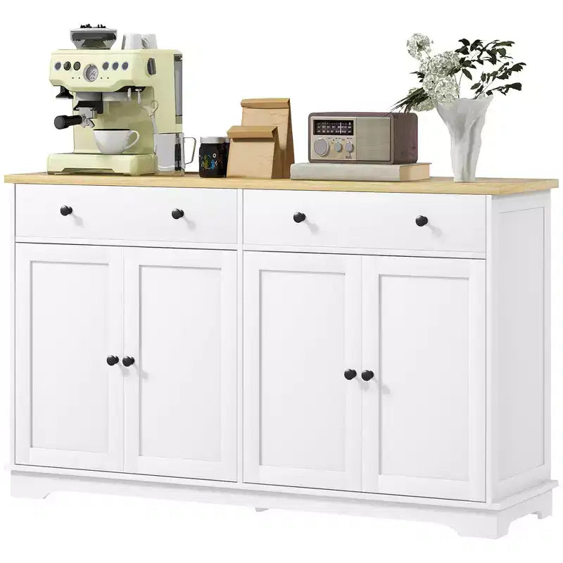 Aparador bufé HOMCOM con almacenamiento, mueble de cocina moderno con 4 puertas, 2 cajones y 2 estantes ajustables, mueble para cafetería