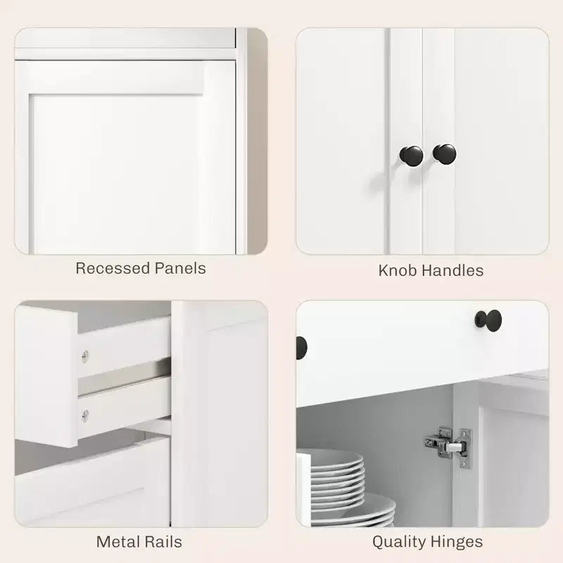 Aparador bufé HOMCOM con almacenamiento, mueble de cocina moderno con 4 puertas, 2 cajones y 2 estantes ajustables, mueble para cafetería
