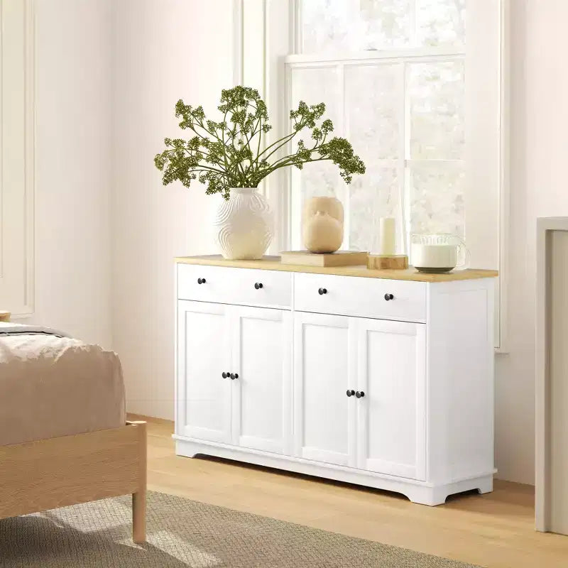 Aparador bufé HOMCOM con almacenamiento, mueble de cocina moderno con 4 puertas, 2 cajones y 2 estantes ajustables, mueble para cafetería