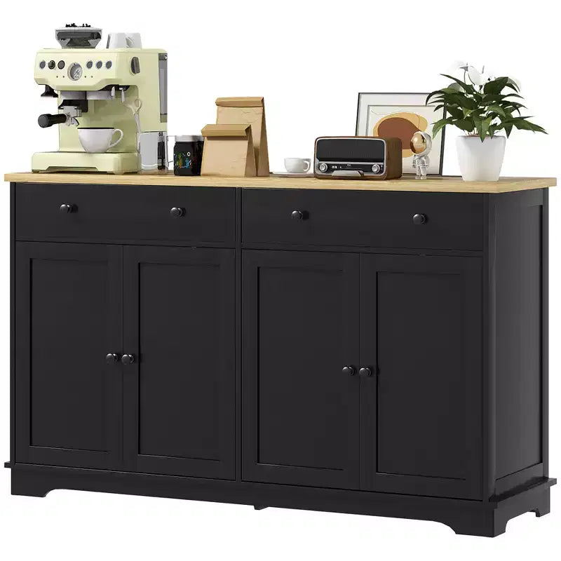 Aparador bufé HOMCOM con almacenamiento, mueble de cocina moderno con 4 puertas, 2 cajones y 2 estantes ajustables, mueble para cafetería