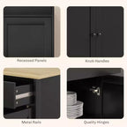 Aparador bufé HOMCOM con almacenamiento, mueble de cocina moderno con 4 puertas, 2 cajones y 2 estantes ajustables, mueble para cafetería