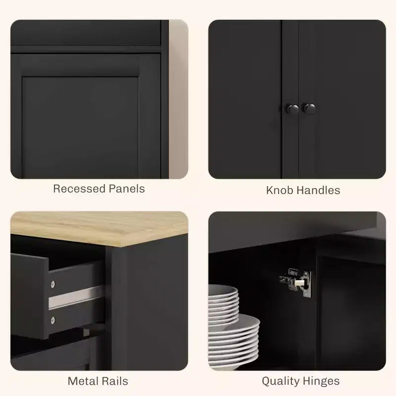 Aparador bufé HOMCOM con almacenamiento, mueble de cocina moderno con 4 puertas, 2 cajones y 2 estantes ajustables, mueble para cafetería