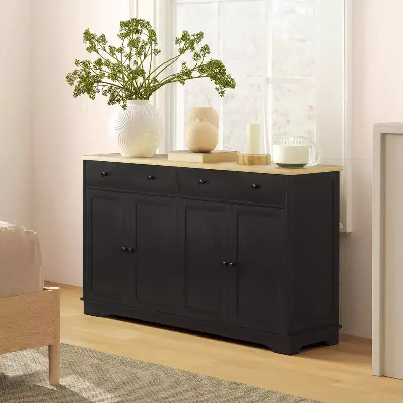 Aparador bufé HOMCOM con almacenamiento, mueble de cocina moderno con 4 puertas, 2 cajones y 2 estantes ajustables, mueble para cafetería