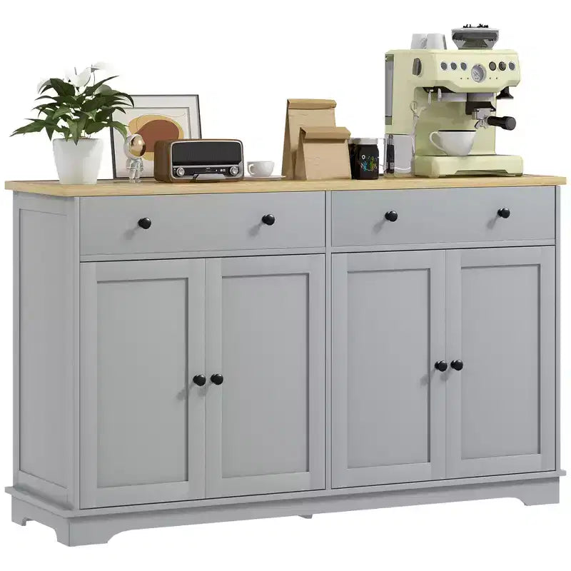 Aparador bufé HOMCOM con almacenamiento, mueble de cocina moderno con 4 puertas, 2 cajones y 2 estantes ajustables, mueble para cafetería