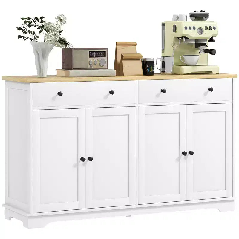 Aparador bufé HOMCOM con almacenamiento, mueble de cocina moderno con 4 puertas, 2 cajones y 2 estantes ajustables, mueble para cafetería