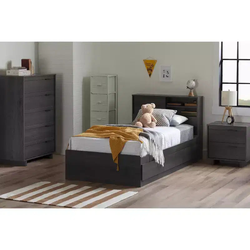 Cabecero individual HomeStock de aglomerado laminado para niños con almacenamiento